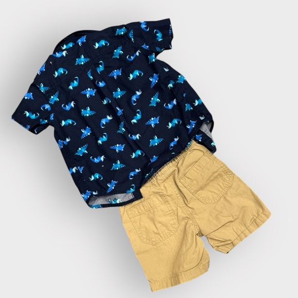 2T Dino Outfit Bundle • 3 Complete Sets + Hats • Summer Shorts Sets - Picture 3 of 14